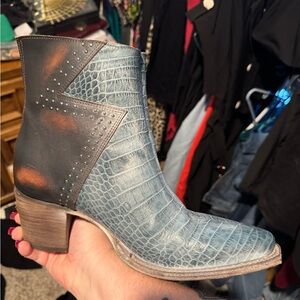 Freebird Blue and Brown Ankle Boots